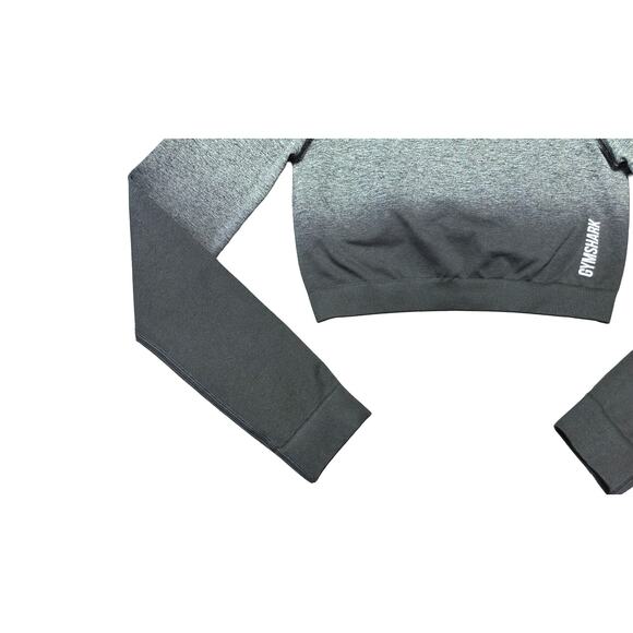 Gymshark Adapt Ombre Long Sleeve Crop Top Black Gray Medium Med M Shirt Gym - Picture 9 of 10